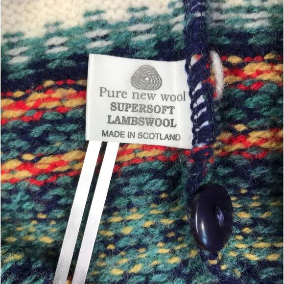 EDINBURGH Lambswool Cardigan Sz M VTG 80's Oversize Holiday Cozy Made Scotland - Picture 10 of 13